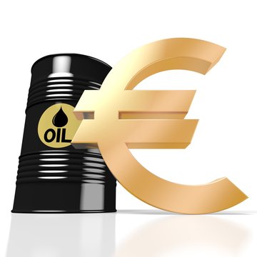 3D oil barrel, euro sign