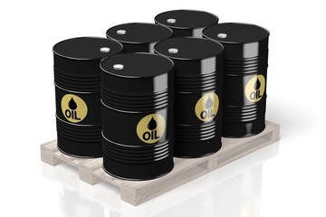 3D oil barrels on a pallet