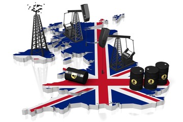 Fototapeta premium 3D oil wells in Great Britain/ United Kingdom (UK) concept