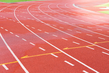 Fototapeta premium Red Track in the stadium