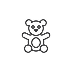 Teddy Bear outline icon. linear style sign for mobile concept and web design. Soft toy bear simple line vector icon. Symbol, logo illustration. Pixel perfect vector graphics