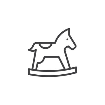 recommend clip art: Rocking horse outline icon. linear style sign for mobile concept and web design. Horse toy simple line vector icon. Symbol, logo illustration. Pixel perfect vector graphics