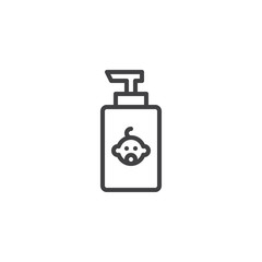 Baby shampoo container outline icon. linear style sign for mobile concept and web design. Dispenser shampoo simple line vector icon. Symbol, logo illustration. Pixel perfect vector graphics