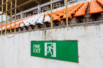 fire exit sign in the stadium