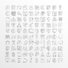 hand drawn business and office icons 