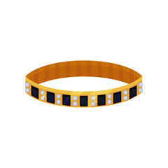 Gold bracelet with gemstones, fashionable jewelry vector Illustration on a white background