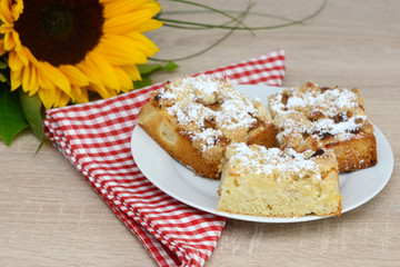 apple cake standing on table
