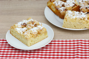 apple cake standing on table