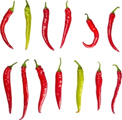 Hot red and green chili peppers