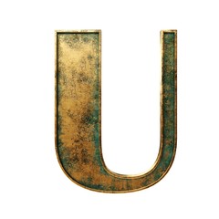 Old bronze ancient 3d isolated alphabet an numbers