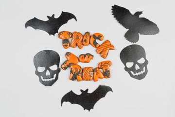 Halloween gingerbread cookie isolated on white