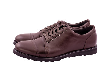 brown shoes on white isolated background