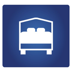 bed icon on a blue background