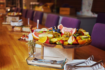 Cheese platter appetizer in restaurant