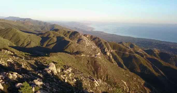 Beautiful Coastal Mountain Aerial Santa Barbara California