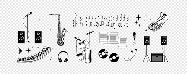 Set - notes, musical instruments, sound.