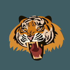 tiger    face vector illustration flat style front 