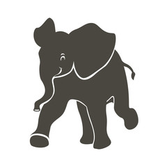 elephant  vector illustration  black silhouette  profile 