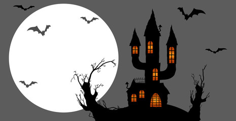 Halloween scary castle background