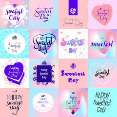 Sweetest day logo set. Simple set of sweetest day vector logo for web design on white background