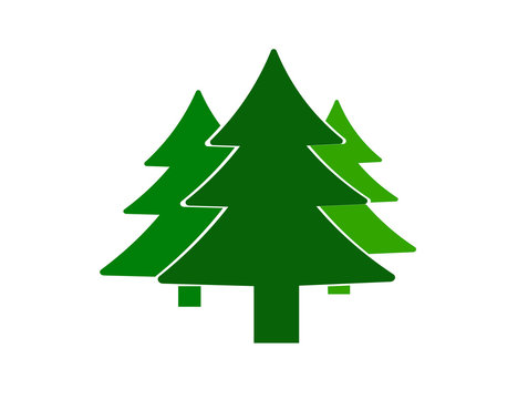 
Icon (symbol) of trees, forest zone designations. New Year tree (spruce, pine) 