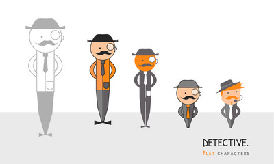 Detective. Flat characters set