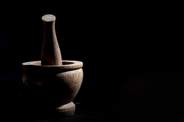 Mortar on black background