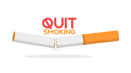 quit smoking broken cigarette falt vector illustration