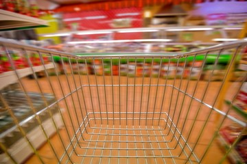 Inside View of Empty Shopping Cart with Motion Blur