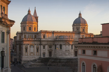 Fototapeta na wymiar Basilica di Santa Maria Maggiore (sunset). Rome, Italy. January, 2014.