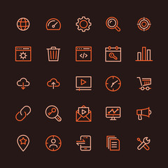 SEO and Network Systems Multicolored Line Icon Set