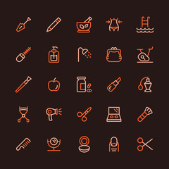 Beauty and Body Care Multicolored Line Icon Set