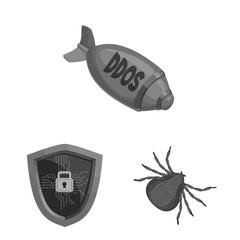 Isolated object of virus and secure sign. Set of virus and cyber stock vector illustration.