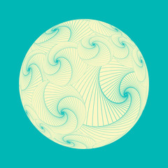 graphic spirals ball in ivory and sky blue