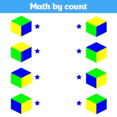Visual Educational Game for children. Worksheet for preschool kids. Vector illustration