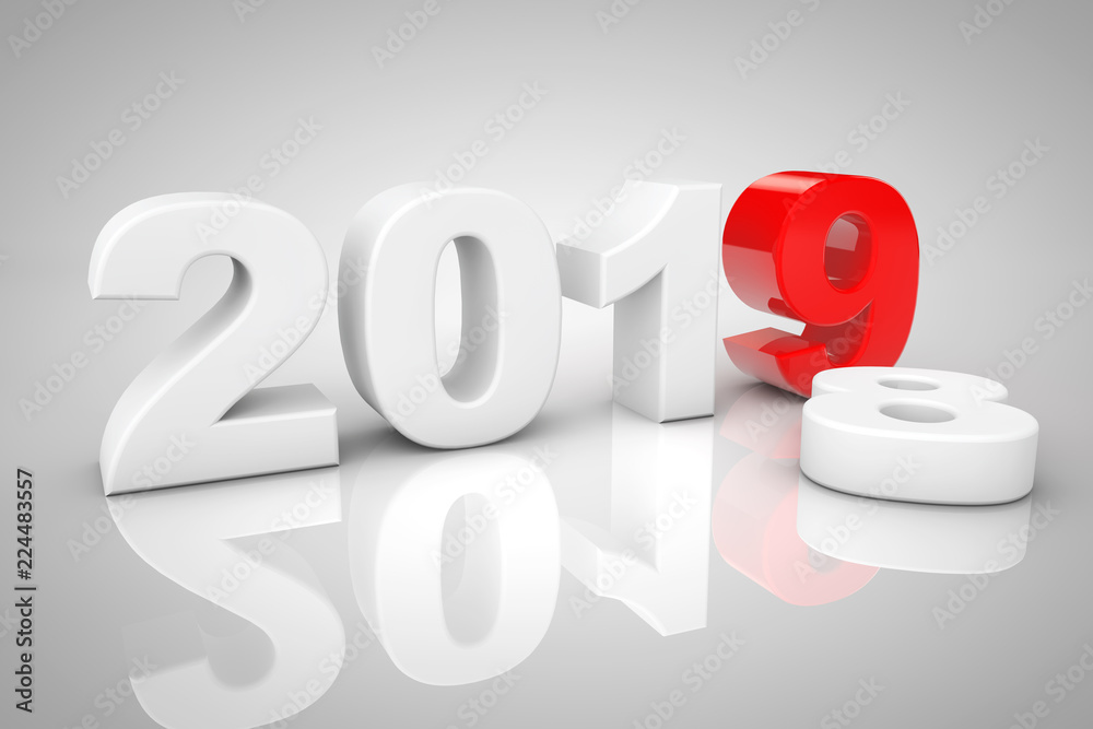 Poster new year 2019 3d sign. 3d rendering
