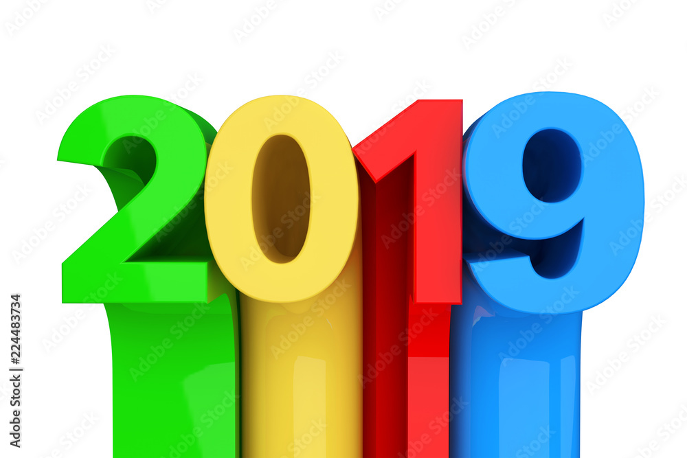Aufkleber Abstract New 2019 Year Sign. 3d Rendering