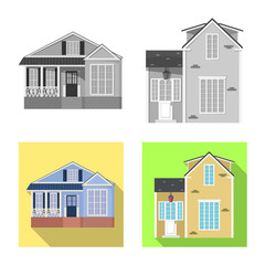 Vector illustration of building and front sign. Set of building and roof stock symbol for web.