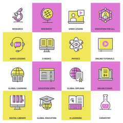 Online Education Colored Icon Set