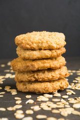 Closeup view of homemade oatmeal cookies
