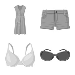 Vector design of woman and clothing sign. Collection of woman and wear vector icon for stock.