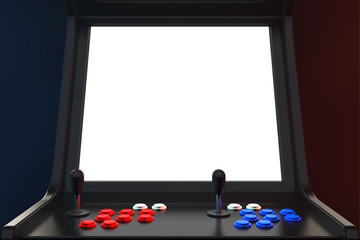 Gaming Arcade Machine with Blank Screen for Your Design. 3d Rendering - obrazy, fototapety, plakaty