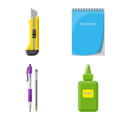 Vector illustration of office and supply sign. Collection of office and school vector icon for stock.