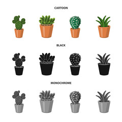 Vector design of cactus and pot logo. Collection of cactus and cacti stock symbol for web.