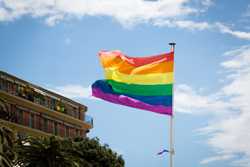 Rainbow flag in the sun