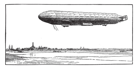 Zeppelin, vintage illustration. © Morphart
