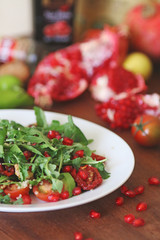 Pomegranate and rocket salad with avocado