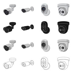 Vector design of cctv and camera sign. Collection of cctv and system vector icon for stock.