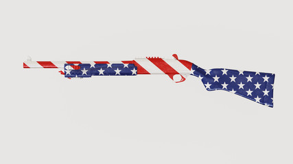 Classic Shotgun with USA Flag Painted On 3d illustration 3d render