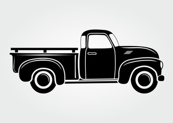 Vintage pickup, truck. Vector illustration.  Retro transport vehicle © zfmbek